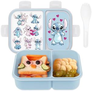 Disney Bento Box– Leak-Proof Kids Lunch Box with Divided Compartments & Detachable Spork - Mickey & Minnie, Stitch, & Winnie the Pooh BPA Free Toddler Bento Box
