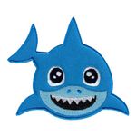 PatchMommy Shark Patch, Iron On/Sew On - Embroidered Applique Motif for Children Kids Baby (Blue)