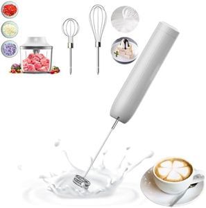 Hand Mixer with Whisk and Forther Wand,Electric Whisk, Milk Frother,Coffee Frother Handheld,Cordless Hand Mixer, Whisks for Cooking,Handheld Frother,Food Chopper, Baby Food Maker,4-Speed, 10Oz