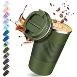 Coffee Travel Mug 12oz & 17oz, Insulated Coffee Mug with Lid, Leakproof Coffee Thermos, Coffee Tumbler for Hot&Cold Drinks, Stainless Steel Reusable Thermal Cup for Men Women