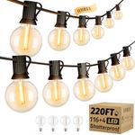 OHLUX Outdoor String Lights 220 Feet G40 Globe LEDs Patio Lights with 116 Edison LED Bulbs(4 Spare), 2200K Waterproof Connectable Edison Hanging Lighting for Backyard Balcony Outside Gazebo Party