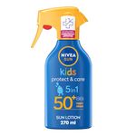 NIVEA SUN Kids Protect & Care SPF 50+ Trigger Spray (270ml), Water-Resistant Sunscreen Spray, Sun Cream for Children Provides Instant and Effective UVA + UVB Protection