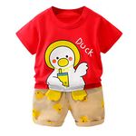 Wifgmjy Girls Boys Suit Clothes Outfit Clothes Set Baby Duck Print Short Sleeve Top Duckling Print Shorts 2 Piece Baby Comfortable Clothing Age 1-4 Years