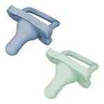 Dr. Brown’s HappyPaci 100 Percent Silicone Baby Soother, Contoured One-Piece Design, 0-6 m, BPA-Free, 2-pack, Blue and Green