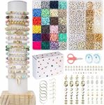 Clay Beads Bracelet Making Kit, 8400Pcs Friendship Bracelet Making Kit, 2 Boxes Flat Clay Bead for Jewellery Making, 6mm Round Heishi Beads for Bracelets Necklace Earring DIY for Teen Adults Gift