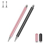 Stylus Pen for Touch Screens, Universal Tablet Pen & 2 in 1 Magnetic Cap Stylus for iPhone/iPad/Samsung/Kindle/Tablet with Replace Tip(Black+Rose Gold)