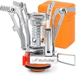 MalloMe Backpacking Stove - Portable Camping Stove - Small Backpack Camp Stove Single Burner for Propane Butane Isobutane Fuel Canister - Small Mini Pocket Rocket Jet Boiler for Hiking & Gas Cooking