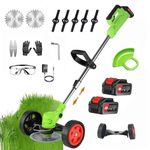 Electric Wireless Rechargeable Edge Cutter 48V - 25cm Cutting Width | 2-in-1 Mower & Trimmer | Adjustable Height | 3 Blade Types | Lightweight & Portable | Lawns & Gardens (A1)