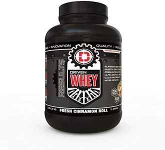 Driven WHEY- Grass Fed Whey Protein Powder: Delicious, Clean Protein Shake- Improve Muscle Recovery with 23 Grams of Protein with Added BCAA and Digestive Enzymes (Fresh Cinnamon Roll, 5 lb)