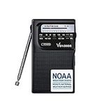 Vondior Portable NOAA Weather Radio, Battery Operated Emergency NOAA/AM/FM Radio with Best Reception, Pocket Weather Alert Radio with Headphone Jack, Gifts for Lover, Parents and Friends (Black)