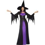 amscan 9908295 Adult Ladies Classic Purple Witch Fancy Dress Halloween Costume & Hat Book Week Outfit (UK Dress Size 16-18)