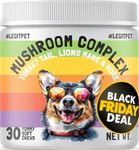 Mushroom Complex Treats for Dogs with Reishi, Shiitake, and Turkey Tail Mushrooms for Cognition and Immune Boosting Supports Digestive Health and Reduces Inflammation DHA EPA Turmeric Kelp 30 Chews