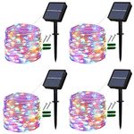 Lezonic Solar Fairy Lights Outdoor, 12M 120LED Solar Garden Lights Waterproof 8 Modes Copper Wire Solar String Lights for Patio, Gate, Yard, Wedding, Party Decoration (Multi-Coloured)