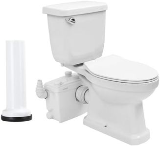 HIGH POWER 800PRO Macerating Toilet with Pump for Basement Upflush System, 4 Ports & 2 Discharge Outlets for Household Residential Compact Space Use, Two-Piece Elongated Toilet Kit, 36 ft Vertically