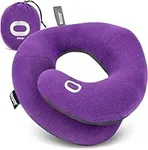 BCOZZY Neck Pillow for Travel Provides Double Support to The Head, Neck, and Chin in Any Sleeping Position on Flights, Car, and at Home, Comfortable Airplane Travel Pillow, Size Large, Purple