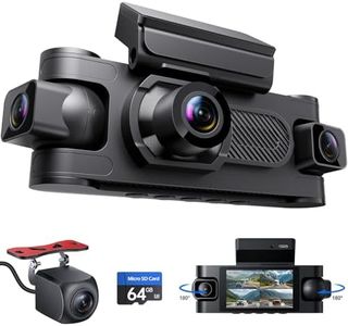 4 Channel Front and Rear Interior Left Dash Camera, 1080P Dash Camera for Cars, Night Vision, 360 Degree Vision, Support Optional GPS, Parking Mode Monitor