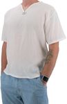 Love Quality Men's Short Sleeve Shirt 100% Cotton Hippie Yoga Shirt (X-Large, White)