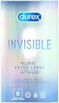 Durex Invisible, Ultimate Thin, Condoms, XL, 8 ct, Blue