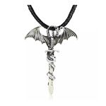 GAUEIOUR Glowing Luminous Dragon Pendant Necklaces,Fashion Men's and Women's Sword Necklace,Creative Trendy Men Rock Pterosaur Ancient Silver Sword Luminous Necklace