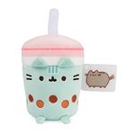 GUND Pusheen Boba Tea Cup Plush Cat Stuffed Animal for Ages 8 and Up, Green/Pink, 6”