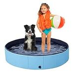 Jsdoin Foldable Dog Pool, Portable Dog Paddling Pool, Pet Kids Bath Pool Swimming Pool, Non-Slip PVC Kiddie Pool for Kids, Dog Cat Bathing Tub For Garden Patio Bathroom(80 * 20cm)