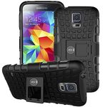 Cable And Case Galaxy s5 Case, [Heavy Duty] Galaxy s5 Armor cases- [Eternity Series] Tough [Rubber] Rugged Shockproof Dual Layer Hybrid Hard/Soft Slim Protective Case Armorbox Black