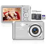 ISHARE Digital Camera, Rechargeable 30MP Point and Shoot Camera with 18X Digital Zoom Digital Cameras for Photography with 2 Batteries&32GB Card Compact Camera for Kids/Teens/Seniors/Beginners(Silver)