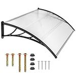 Canopy for Front Door 150 x 100 cm Canopy 5 mm Transparent Polycarbonate Awning Shelter ABS Bracket, Window Rain Roof Cover Roofing Sheets Porch Shade Patio UV Protection Back Door for Outdoor Arch