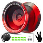 WATIEOBOO Yoyo Professional Unresponsive Yoyo for Adults Metal Responsive Yoyo for Kids Beginners, Intermediate-Advanced Players with Glove and 10 Replacement Yoyos Strings(Black Red)