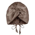 OLESILK 22 Momme Silk Hair Bonnet for Sleeping, 100% Mulberry Twisted Silk Hair Wrap for Curly Hair, Silk Sleep Cap for Women, Camel