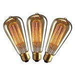 Homesake Edison Tungsten Filament Antique Glass Light Bulbs Vintage Base E27 Bulb Yellow Light for Living Room, Home, Bedroom, Hall Jhumar Lighting for Home - Home Decor Items - Pack of 3