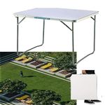 Multipurpose Camping Table,Trestle 80CM Length Folding Table Portable Aluminum Picnic Table, Heavy Duty Foldable Table with Carry Handle for Indoor Study Writing Outdoor BBQ Party Use, White