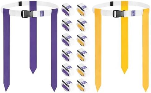 Uikro Flag Football Belts, 14 Player Flag Football Set with 42 Flags for Adult Youth Kids Training Games (Purple & Yellow)