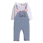 Hopscotch Girls Stripe Print Top Dungaree Set In White Color for Ages 2-3 Years