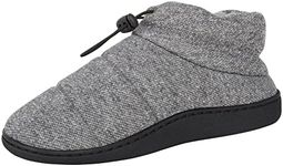 Hanes Men’s Quilted Puffer Bootie Slipper with Adjustable Toggle Indoor/Outdoor, Grey, Large