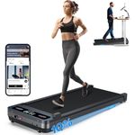 Under Desk Walking Pad Treadmill: [Voice Controlled] Smart Incline Treadmill Works with KINOMAP WELLFIT APP for Home Office - 300Lbs Capacity Quiet Treadmills with LED Screen Remote Control