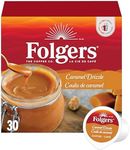 Folgers Caramel Drizzle Flavoured Coffee, Single Serve One Cup Pods made with Arabica Beans for Hot or Iced Drinks, 30 Count