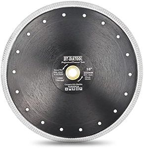 DT-DIATOOL Diamond Tile Blade 10 Inch Diamond Turbo X Mesh Rim Segement Circular Saw Blade for Procelain Ceramic Stoneware Marble Granite Fits 5/8"-7/8" Arbor