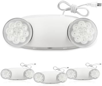 FREELICHT 4 Pack Emergency Lights with Battery Backup, AC 120V, Two Head Adjustable, LED Emergency Lighting Fixture for Business Commercial Use with 4FT Plug in Cord, UL Listed
