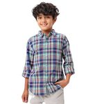 BONKIDS Boy's Regular Fit Shirt (BON9765_Blue Geen