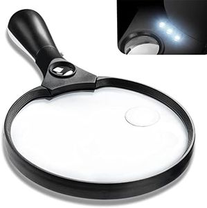 Magnifying Glass with Light, 5.5 Inch Large Magnifier 2X 4X 25X Zoom Magnifying Glass Lens with 3 Bright LED Illuminated Lighted Handheld Magnifier for Seniors Reading, Stamps, Map