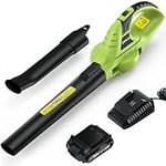 bigzzia Cordless Leaf Blower Electric Garden Blower with 20V Battery 1 Charger 2-Speed Modes 2 Detachable Tubes, 3.3 IBS Lightweight Design, 209CFM Air Blower Dust Blower Car Blower for Leaf Dust Snow