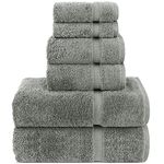 Luxury Spa and Hotel Quality Premium Turkish 6-Piece Towel Set (Gray, 2 x Bath Towels, 2 x Hand Towels, 2 x Washcloths)