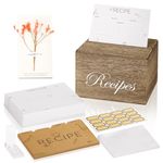 Villada Recipe Box, Recipe Cards and Box Set with 100 4x6 Recipe Cards, 16 Dividers, 100 Card Protectors, Phone Holder, Wooden Recipe Box for Birthday Housewarming Wedding Mother's Day