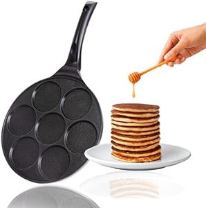 INTIGNIS Non-Stick Pancake Pan - Multi Hole Mini Pancake Maker, 4/7 Hole American Style Crepe & Pancake Pan for Perfect Individual Pancakes (7 - Fix)