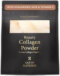 Bovine Collagen Powder with Hyaluronic Acid & Vitamin C - 100% Pure Unflavoured Premium Hydrolysed Collagen - Type 1 & 3 Collagen Peptides for Joints, Muscles, Hair, Skin & Nails - Satin Naturel