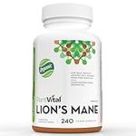 PlantVital Lions Mane Supplement Capsules - Organic Lion’s Mane Mushroom Supplements with 40% Polysaccharides - Supports Immune Health and Antioxidants - 240 Count