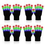 ONEREED 4 Pairs LED Gloves Light up Gloves for Adults Kids Girls Boys Toys Age 12+ Years Old Cool Fun Toys Gifts for Easter Birthday Carnival Party Christmas Halloween