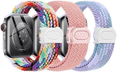 Braided Band for Kids Apple-Watch Band - 3 pack Nylon Elastic Adjustable Replacement Bands for Iwatch Ultra/Ultra 2 Series 10 9 8 7 6 5 4 3 SE SE2 38mm 40mm 41mm 42mm 44mm 45mm 49mm for Teen Girls