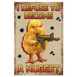 GLOBLELAND Vintage Farm Chicken Metal Tin Sign 8×12inch Retro Chickens Fight Back Funny Tin Room Door Sign Cave Signs Art Plaque Poster Wall Decor for Home Bars Cafe Pubs Club Decoration